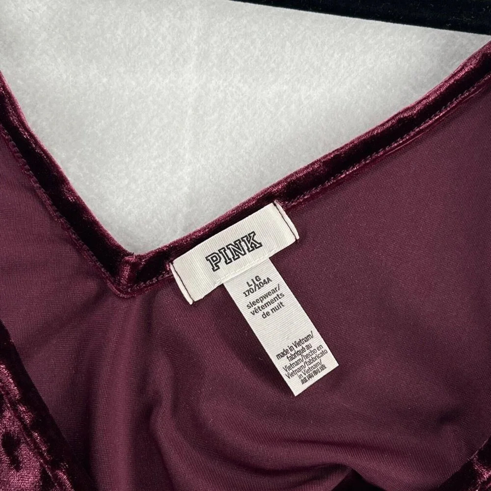 Victoria's Secret Pink Cami Tank Top Womens Size L Sleepwear Sleeveless Burgundy - Picture 8 of 10